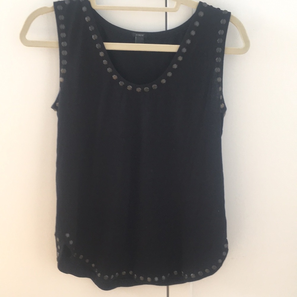 Jcrew black tank with metal trim